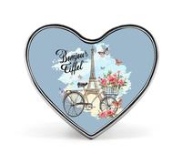 Spilla a forma di cuore con torre Eiffel e bicicletta vintage, spilla a forma di cuore, per zaino, giacche, cappelli, decorazione