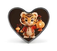 Spilla a forma di cuore con una tigre che tiene una lanterna in lega di alluminio, spilla alla moda squisita per abiti alla moda, cappelli, borse, abiti, cravatte, accessori per matrimoni, gioielli
