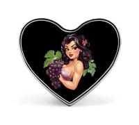 Spilla a forma di cuore con uva pin-up, graziosa spilla a bottone per zaini, giacche e cappelli.