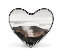 Spilla a forma di cuore con vulcano, spilla in metallo, spilla da bavero per uomo e donna, abbigliamento, borse, cappelli, accessori moda