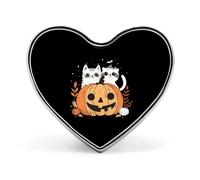 Spilla a forma di cuore con zucca di Halloween e gatti magici, spilla da bavero, gioiello decorativo per vestiti, cappello e borsa.