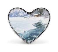 Spilla a forma di cuore del Lago Baikal in inverno, spilla in metallo, spilla da bavero per uomo e donna, abbigliamento, borse, cappelli, accessori moda