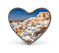 Spilla a forma di cuore della città di Santorini in lega di alluminio, spilla da bavero per San Valentino, spille per giacche, zaini e altri vestiti