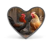 Spilla a forma di cuore di gallo e pollo per adulti spille da bavero personalizzate a forma di cuore in metallo alla moda spille a forma di cuore squisita spilla per borse vestiti decorazione