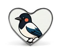 Spilla a forma di cuore dipinto a forma di passero, pappagallo bianco come la neve per zaini o risvolti, spilla per San Valentino, anniversario