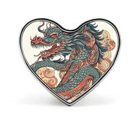 Spilla a forma di cuore drago rosso e ciano, in lega di alluminio, spilla per San Valentino, spille per giacche, zaini e altri vestiti