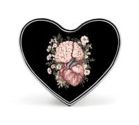 Spilla a forma di cuore e cervello con fiori, graziosa spilla a forma di cuore, spilla da bavero, gioiello decorativo per vestiti, cappello, borsa