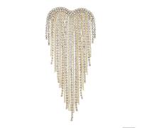 Spilla a forma di cuore in cristallo con ali d'angelo scintillanti, delicata spilla a forma di cuore, per matrimonio, festa, danza, banchetto, festa della mamma, Natale, L, Rame, Nessuna pietra