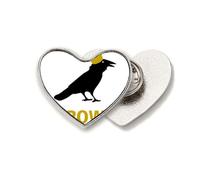 Spilla a forma di cuore in metallo con corona di corvo, stile Art Deco, con clip