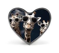 Spilla a forma di cuore in metallo con tre giraffe che indossano occhiali da sole, spilla stampata per zaini o risvolti, spil