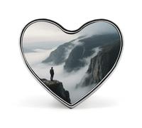 Spilla a forma di cuore "People Looking from The Cliff", spilla in metallo, spilla da bavero per uomo e donna, abbigliamento, borse, cappelli, accessori moda
