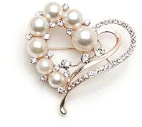 Spilla a forma di cuore per San Valentino, elegante spilla con perle e strass, per matrimoni, feste, vestiti, gioielli, accessori dal design accattivante