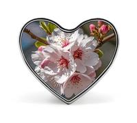 Spilla a forma di cuore per uomini e donne, spilla a forma di ramoscello bianco verde selvatico elegante per scialle, cappotti, camicie, magliette, borse decorative, Love form, Alluminio