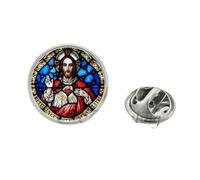 Spilla a forma di cuore sacro della chiesa cattolica dei santi cuore cristiano di Gesù gioielli spille da bavero in acciaio inossidabile regalo, Metallo