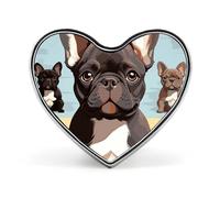 Spilla a forma di cuore, simpatico cane bulldog francese stampato, accessorio per gioielli da sposa, distintivo per zaini, spilla di San Valentino