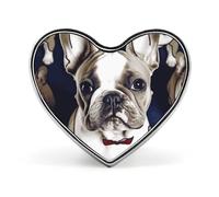Spilla a forma di cuore, simpatico cane bulldog francese stampato, accessorio per gioielli da sposa, distintivo per zaini, spilla di San Valentino