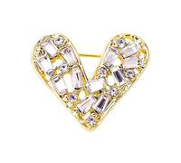 Spilla a forma di cuore splendidamente realizzata con pietra di zircone, progettata per uno stile versatile, accessorio per matrimonio, One Size, come descritto