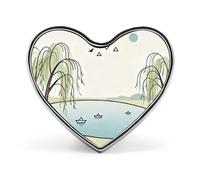 Spilla a forma di cuore Willow Tree con drago bianco e cavallo per zaini o risvolti, spilla per San Valentino, anniversario