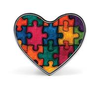 Spilla a forma di cuorea forma di cuore colorate con pezzi di puzzle in metallo in metallo