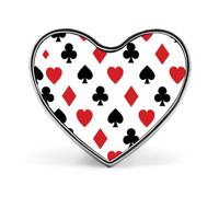 Spilla a forma di cuorea forma di cuore con semi di carte da poker in metallo in metallo