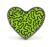 Spilla a forma di cuorea forma di cuore con texture verde simile a un cervello, distintivi in metallo, distintivi in metallo