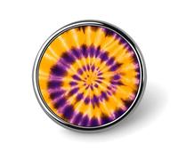 Spilla a forma di cuorerotonda a spirale viola e gialla con effetto tie-dye, identificativa in metallo, decorativa, portatile, per zaino, giacca, cappello