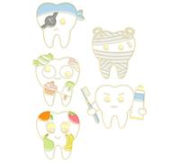 Spilla a Forma di Dente Creativa 5 Pezzi in Lega per Decorare | Dentifricio, Spazzolino e Frutta, Adatte a Adulti, per Occasioni Speciali e Festività