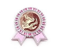 Spilla a forma di due fenici con ritratto di animali, rosa, per vincitore, Medio, Metallo