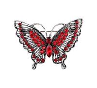 Spilla a forma di farfalla con cristalli retrò, in lega robusta, accessorio per festa della mamma, compleanni, feste, decorazione vintage con cristalli in lega, Misura unica, come descritto