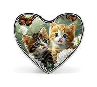 Spilla a forma di farfalla con gattino che gioca, per donne e uomini, spilla a forma di cuore, per feste e matrimoni