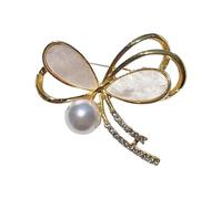 Spilla a forma di farfalla con perle e gocce d'acqua, elegante ago in lega per donne, abiti, spilla da donna alla moda, Einheitsgröße, come descritto