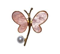 Spilla a forma di farfalla con perle e gocce d'acqua, elegante spilla in lega per giacche, abiti, perle, gioielli a farfalla, One Size, come descritto