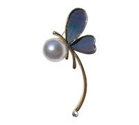Spilla a forma di farfalla con perle e gocce d'acqua, elegante spilla in lega per gioielli da donna per abiti da donna, One Size, come descritto