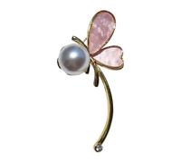 Spilla a forma di farfalla con perle e gocce d'acqua, elegante spilla in lega per gioielli da donna per abiti da donna, One Size, come descritto