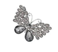 Spilla a forma di farfalla con strass di cristallo, alla moda, da sera, per abbigliamento e per eventi sociali, gioielli eleganti con strass in lega, One Size, come descritto