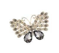 Spilla a forma di farfalla con strass di cristallo, alla moda, da sera, per abbigliamento e per eventi sociali, gioielli eleganti con strass in lega, One Size, come descritto