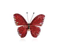 Spilla a forma di farfalla, da donna, con strass rossi, per maglioni, scialle, sciarpe, cappelli, borse, Grande, Zinco, Non pietra preziosa