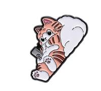 Spilla a forma di felino, accessorio in lega per giacche, borse, cappelli, per gli appassionati di bigiotteria, Misura unica, come descritto