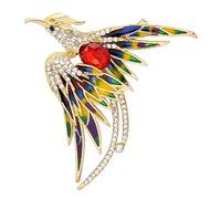Spilla a forma di fenice in smalto dorato con strass per donne e uomini, grosso, grande spilla a forma di uccello, spilla carina per costume, cappello, borsa, accessorio decorativo, Large, Metallo