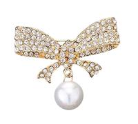 Spilla a forma di fiocco con strass in lega robusta, design elegante per il potenziamento dell'outfit e spilla con fiocco, Misura unica, come descritto