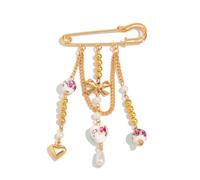 Spilla a forma di fiocco in ceramica alla moda con ciondolo a forma di cuore, gioiello dal design unico, elegante accessorio in ceramica