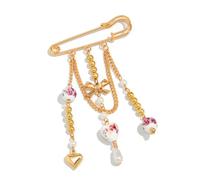 Spilla a forma di fiocco in ceramica alla moda con ciondolo a forma di cuore, gioiello dal design unico per outfit