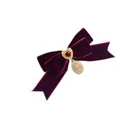 Spilla a forma di fiocco in velluto con strass a forma di cuore per gli appassionati di moda accessori alla moda accessori per scollatura velluto cuore fiocco spilla, Misura unica, come descritto