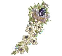 Spilla a forma di fiore con ciondolo a forma di fiore, 19 cm, con cristalli austriaci