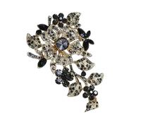 Spilla a forma di fiore con cristalli per abbigliamento da sera, stile retrò, gioielli alla moda, in lega robusta, scatola regalo con cristalli pronti, Medium, come descritto