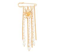 Spilla a forma di fiore con perle, decorazione floreale, accessorio alla moda per donne, feste, matrimoni, delicata frangia di cristallo, spilla per giacche, borse, occasioni formali, One Size, come