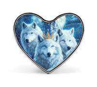 Spilla a forma di fiore con simbolo del re lupo, per donne e uomini, spilla con distintivo a forma di cuore, per feste e matrimoni