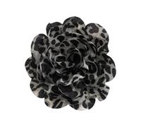 Spilla a forma di fiore con stampa leopardata per donne alla moda con becco d'anatra clip per il petto fatto a mano per maglione accessorio per riunioni di feste, Acciaio inossidabile