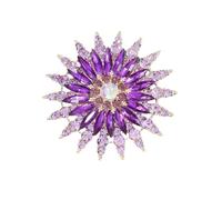Spilla a forma di fiore con strass di alta qualità, spilla a forma di fiore viola e blu, accessorio per abito da banchetto, cerimonia, vestiti, cappelli, borse, gioielli da donna (viola), Misura