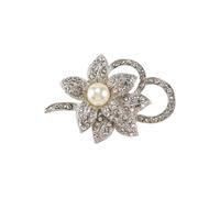 Spilla a forma di fiore di classe con cristallo artificiale lucido e perla artificiale